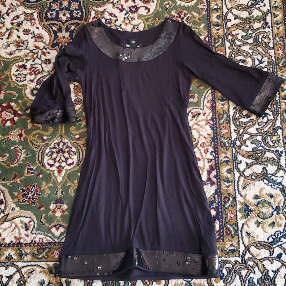 Black Long Sleeved Kensie Dress with Sequins